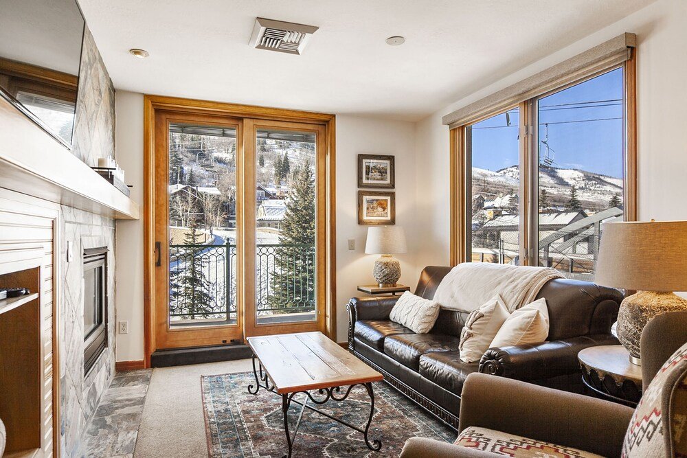 Cozy living room with comfortable seating in a Park City condo unit